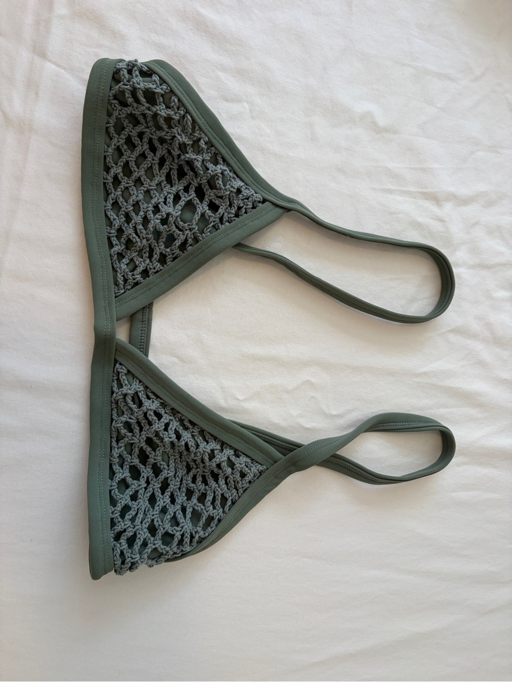 Posh Pua Olive Crochet Top L